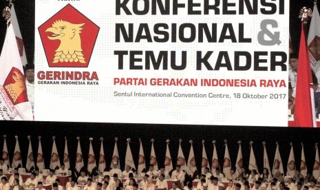 [ilustrasi] Sejumlah pengurus dan kader Partai Gerindra mengikuti Konferensi Nasional Partai Gerindra di Sentul Internasional Convention Center (SICC), Bogor, Jawa Barat, Rabu (18/10).