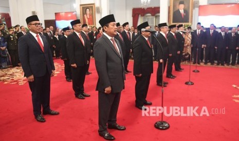 Sejumlah wakil menteri Kabinet Indonesia Maju bersiap untuk dilantik di Istana Negara, Jakarta, Jumat (25/10/2019). 