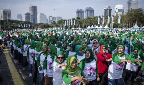 Sejumlah warga mengikuti Kampanye Nasional Cegah Stunting 