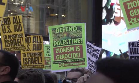 Sekitar 2.000 orang hadiri demonstrasi pro-Palestina di Times Square.