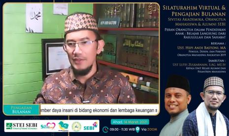 Sekolah Tinggi Ekonomi Islam (STEI) SEBI mengadakan pengajian bulanan orang tua mahasiswa dan alumni, Ahad (14/3).