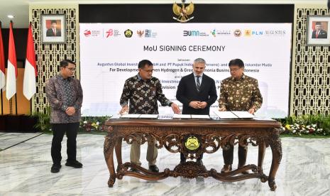 Sekretaris Jenderal Kementerian Energi dan Sumber Daya Mineral (ESDM) Dadan Kusdiana, usai menyaksikan Penandatanganan MoU.