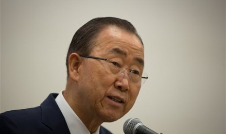 Sekretaris Jenderal PBB Ban Ki-moon di Markas PBB, Jumat, 2 Oktober 2015.