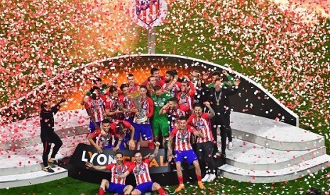 Selebrasi Atletico Madrid seusai menjuarai Liga Europa musim 2017/2018.