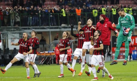 Selebrasi kemenangan para pemain AC Milan.