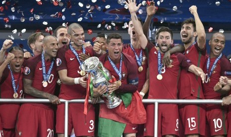 Selebrasi kemenangan timnas Portugal di Piala Eropa 2016