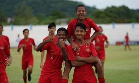 Selebrasi pemain timnas U-15.