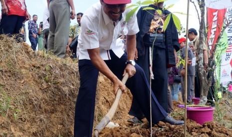 Semen Indonesia menyerahkan bibit karet di Probolingo.