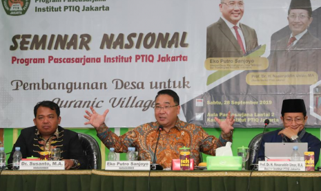 Seminar nasional program Pascasarjana Institut PTIQ bersama Menteri Desa, Pembangunan Daerah Tertinggal, dan Transmigrasi di Jakarta, Sabtu (28/9).