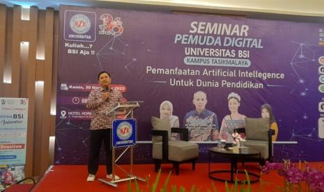 Seminar pemuda digital yang digelar Universitas BSI (Bina Sarana Informatika) kampus Tasikmalaya dilangsungkan di Hotel Horison Tasikmalaya, Jawa Barat, pada Kamis (30/11). Seminar mengundang sekolah-sekolah secara khusus dan juga dihadiri mahasiswa serta masyarakat umum sebagai pesertanya.