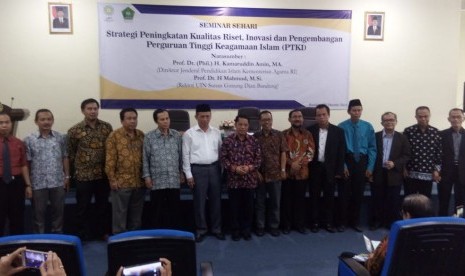 Seminar sehari tentang Strategi Peningkatan Kualitas Riset, Inovasi, dan Pengembangan PTKIN. Acara yang digelar pada Selasa (23/10)