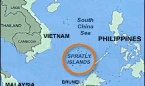 Sengketa Kepulauan Spratly di Laut China Selatan.