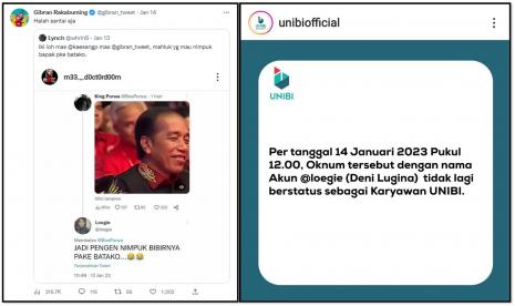 Seorang karyawan Universitas Informatika dan Bisnis Indonesia (UNIBI), Kota Bandung bernama Deni Lugina dipecat usai berkomentar soal Presiden Joko Widodo (Jokowi).