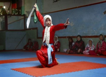 Atlit wushu berlatih, ilustrasi