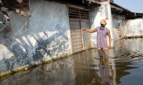  Banjir rob di kawasan Jakarta Utara.  (Agung Fatma Putra/Republika)