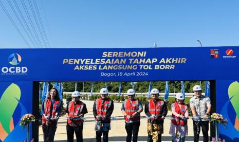 Seremoni penyelesaian tahap akhir akses Tol Bogor Outer Ring Road (BORR) di Kota Bogor, Kamis (18/4/2024).