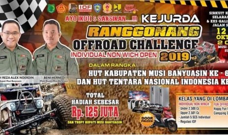 Setelah sukses menggelar event Moto Prix, kali ini masih dalam rangkaian HUT Muba ke-63 dan HUT TNI ke-74, Bumi Serasan Sekate kembali menjadi tuan rumah untuk menggelar olahraga pemacu adrenaline yakni offroad pada ajang Kejurda Ranggonang Offroad Challenge 2019 pada 12-13 Oktober di Sirkuit Kampung Selarai Indah. 