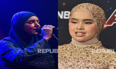 Sinead O Connor (kiri) dan Putri Ariani (kanan). O Connor dan Putri, perempua berhijab yang pernah menyanyikan lagu Run.