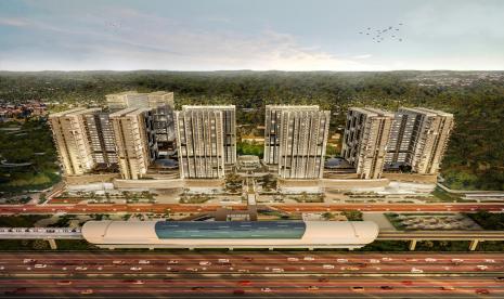 Pembangunan apartemen di kawasan  properti berbasis transportasi massal (TOD). ilustrasi