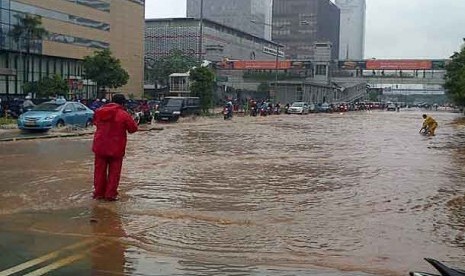 Situasi di jalan Thamrin, Jakarta Pusat., Jumat (18/1) pagi.