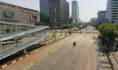 Situasi di Sekitar Bawaslu, Perempatan Sarinah, Thamrin, Jakarta Pusat, Kamis (23/5) pagi. 