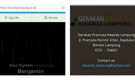 Situs resmi Kwartir Daerah Gerakan Pramuka Lampung diserang hacker