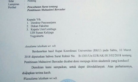 SK pencabutan pelarangan cadar.