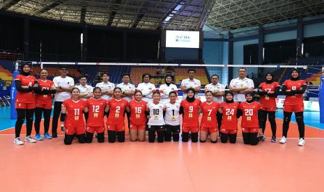 Skuad Timnas Voli Putri Indonesia yang berlaga pada ajang 4th SEA V League 2024.