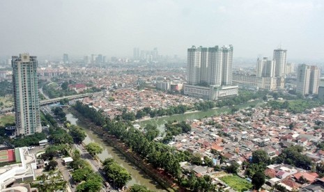 Skyscrapers and houses in Jakarta (illustration)