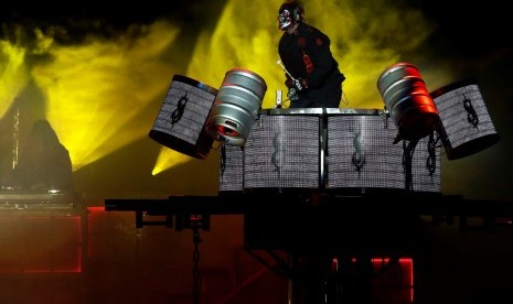  Slipknot saat konser di Resurrection Fest, Spanyol, Juli 2019.