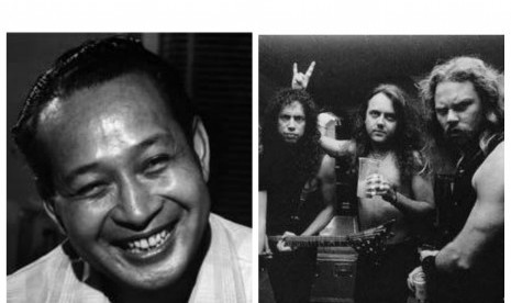 Soeharto (kiri) dan Metallica (kanan)