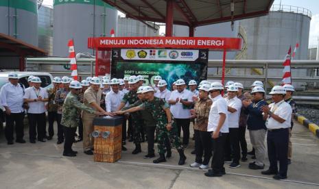 Soft launching Biodiesel B50 Pabrik Biodiesel Jhonlin Agro Raya, Batulicin, Kabupaten Tanah Bumbu, Kalimantan Selatan, Ahad (18/8/2024).