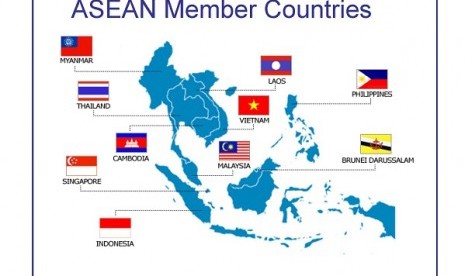 ASEAN countries including Indonesia enter ASEAN Economic Community next year. (map ASEAN countries)