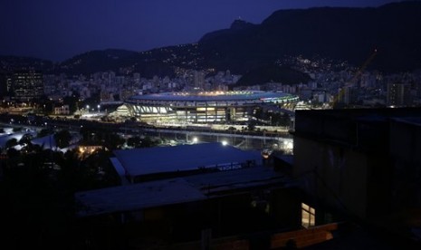 Stadion Maracana, Brasil, dilihat dari kejauhan.