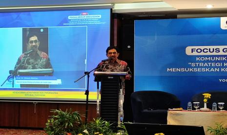 Staf Ahli Menteri Kominfo Bidang Komunikasi dan Media Massa Kemenkominfo Prof. Widodo Muktiyo. Kemenkominfo merumuskan strategi komunikasi publik dan massa menjelang forum G-20.