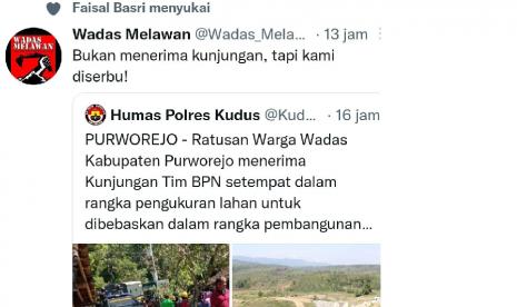 Status akun Humas Polres Kudus di Twitter.