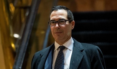 Steven Mnuchin, mantan bankir Goldman Sachs, diangkat sebagai Menteri Keuangan Pemerintahan Presiden AS Donald Trump. 