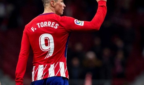 Striker Atletico Madrid Fernando Torres usai membobol gawang Alaves di Wanda Metropolitano, Ahad (17/12) dini hari WIB. Atletico menang dengan skor tipis 1-0.