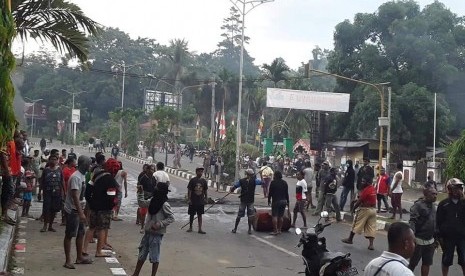 Suasana kericuhan di Manokwari, Senin pagi ini (19/8/2019).