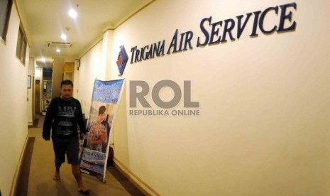 Suasana aktifitas di Kantor Pusat Trigana Air Service di Jakarta.