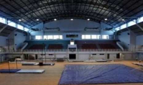 Suasana arena cabang olah raga senam Sea Games XXVI di Kompleks Olah Raga Jakabaring, Palembang.