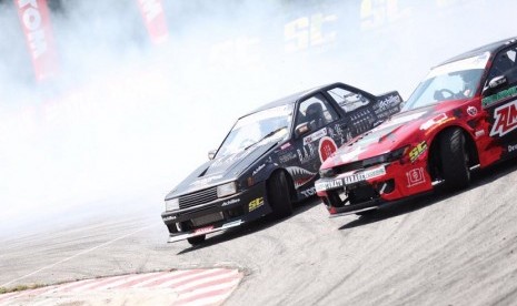 Suasana balapan di kejuaraan King of Asia Drift Championship di Malaysia, 8-9 Juli