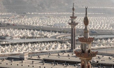 Suasana di areal perkemahan jamaah haji di Mina, Arab Saudi.