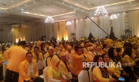 Suasana di dalam hall acara penutupan munaslub Golkar di JCC Senayan, Jakarta, Rabu (20/10). 