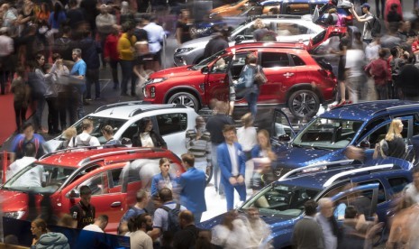 Suasana di Geneva Motor Show (GMS) 2019. Tahun ini GMS akan menampilkan sejumlah electric vehichle atau EV.