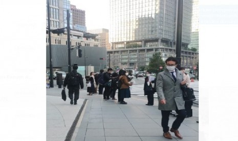 Suasana di Kota Tokyo, Jepang, Rabu (5/2). Jepang menjadi negara pertama mengevakuasi warganya dari Wuhan karena ancaman Corona