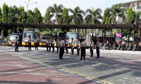 Suasana di Mapolda Riau, Pekanbaru, Rabu (17/5). 