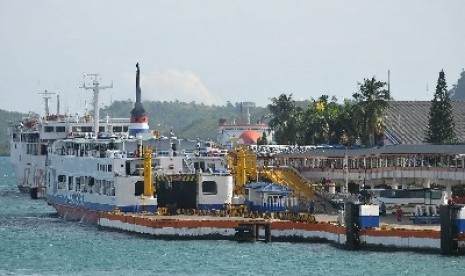 Suasana di Pelabuhan Bakauheni Rabu (23/7). 