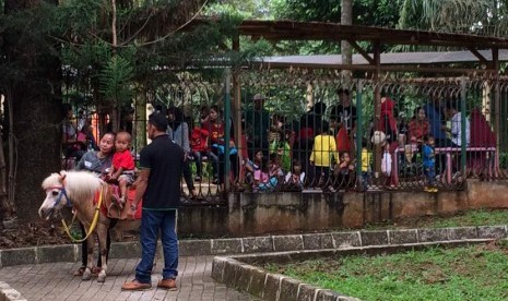 Suasana di Taman Margasatwa Ragunan pada hari kedua Lebaran, Senin (26/6)