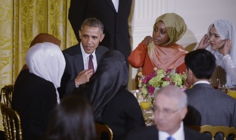 Suasana iftar atau buka puasa puasa di Gedung Putih pada 22 Juli 2015, ketika Barrack Obama masih menjabat Presiden AS. 